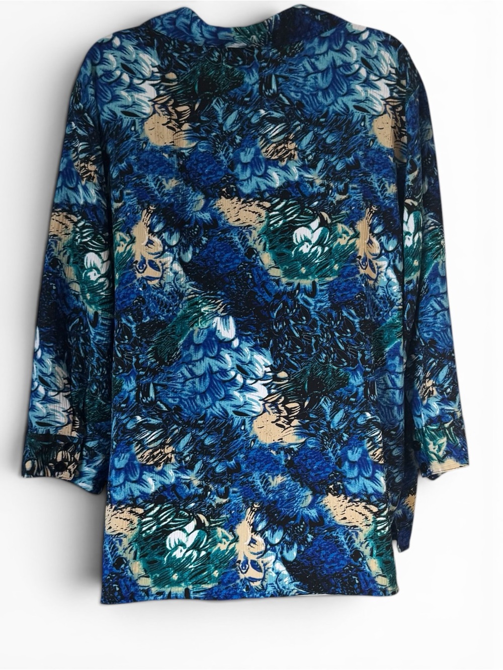Pretty Blue Floral Mock Twinset PLUS: 4X #1 - Picture 5 of 7